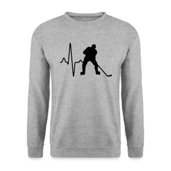 Hockey Eishockey Herzschlag - Unisex Pullover - Weißgrau meliert - Vorne - Alina (178cm) & Michal (187cm)