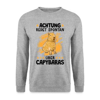Redet über Capybaras südamerikanisches Capybara - Unisex Pullover - Weißgrau meliert - Vorne - Alina (178cm) & Michal (187cm)