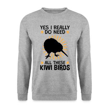 Yes I need all these kiwi birds - Unisex Sweatshirt - salt & pepper - Front - Alina (178cm) & Michal (187cm)