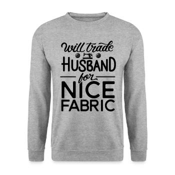 Will Trade Husband For Nice Fabric Sewing Knitting - Unisex Pullover - Weißgrau meliert - Vorne - Alina (178cm) & Michal (187cm)