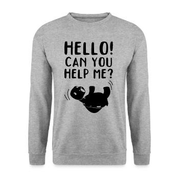 Bonjour! Est-ce que vous pouvez m’aider? Drôle de tortue - Sweat-shirt Unisexe - gris chiné - Devant - Alina (178cm) & Michal (187cm)