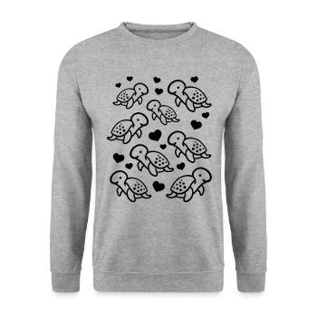 Turtle Lover Turtles Sea Turtle Sweetness - Unisex Sweatshirt - salt & pepper - Front - Alina (178cm) & Michal (187cm)