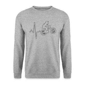 Mountainbike Herzschlag - Unisex Pullover - Weißgrau meliert - Vorne - Alina (178cm) & Michal (187cm)
