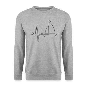 Segeln Herzschlag - Unisex Pullover - Weißgrau meliert - Vorne - Alina (178cm) & Michal (187cm)
