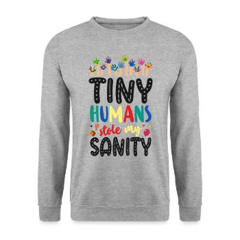 Childcare Daycare Provider Teacher - Unisex Sweatshirt - salt & pepper - Front - Alina (178cm) & Michal (187cm)