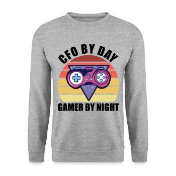 CFO By Day Gamer By Night Video Game Player Gaming - Unisex Pullover - Weißgrau meliert - Vorne - Alina (178cm) & Michal (187cm)