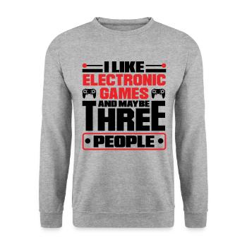 I Like Electronic Games And Maybe Thee People Vide - Unisex Pullover - Weißgrau meliert - Vorne - Alina (178cm) & Michal (187cm)