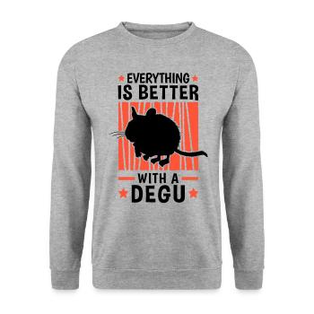 Everything is better with Degus Ordinary Degu - Unisex Sweatshirt - salt & pepper - Front - Alina (178cm) & Michal (187cm)