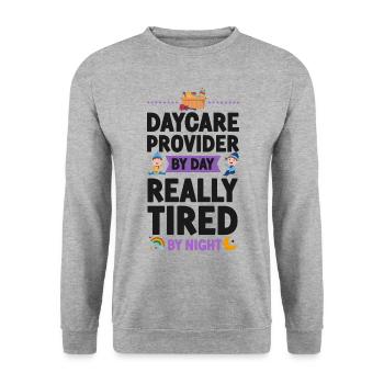 Childcare Daycare Provider Teacher - Unisex Sweatshirt - salt & pepper - Front - Alina (178cm) & Michal (187cm)
