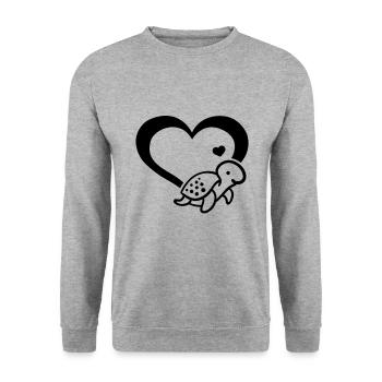 Turtle Hearts Sweet Turtle Lovers Sweetness - Unisex Sweatshirt - salt & pepper - Front - Alina (178cm) & Michal (187cm)