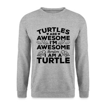 Schildkröten sind großartig Ich bin großartig - Unisex Pullover - Weißgrau meliert - Vorne - Alina (178cm) & Michal (187cm)