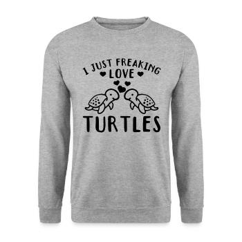 I Just Freaking Love Turtles - Sweetness - Unisex Sweatshirt - salt & pepper - Front - Alina (178cm) & Michal (187cm)