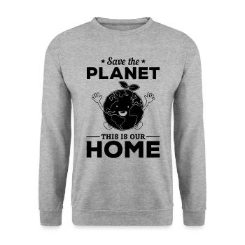 Rette den Planeten Das ist unser Heimattag der - Unisex Pullover - Weißgrau meliert - Vorne - Alina (178cm) & Michal (187cm)