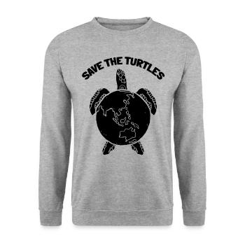 Tortue Environnement Jour de la Terre Tortues de mer - Sweat-shirt Unisexe - gris chiné - Devant - Alina (178cm) & Michal (187cm)