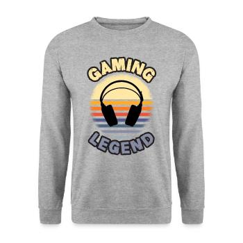 Gaming Legend Retro Video Game Player Console Pc G - Unisex Pullover - Weißgrau meliert - Vorne - Alina (178cm) & Michal (187cm)