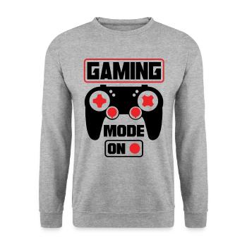 Gaming Mode On Video Game Player Gaming Games Nerd - Unisex Pullover - Weißgrau meliert - Vorne - Alina (178cm) & Michal (187cm)