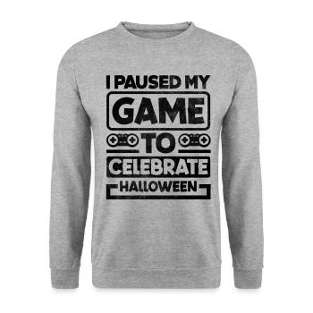 I Paused My Game Video Game Player Gaming Gamer Ne - Unisex Pullover - Weißgrau meliert - Vorne - Alina (178cm) & Michal (187cm)
