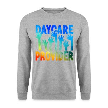 Childcare Daycare Provider Teacher - Unisex Sweatshirt - salt & pepper - Front - Alina (178cm) & Michal (187cm)