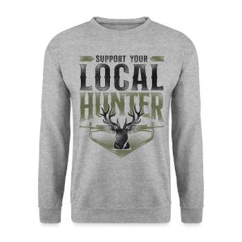 Buck Deer Hunting Hunter Vintage - Unisex Sweatshirt - salt & pepper - Front - Alina (178cm) & Michal (187cm)