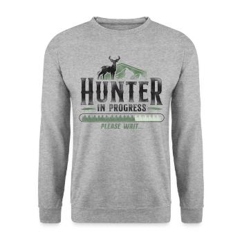 Buck Deer Hunting Hunter Vintage - Unisex Pullover - Weißgrau meliert - Vorne - Alina (178cm) & Michal (187cm)
