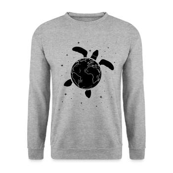 Turtle Earth Sea Turtle Planet - Day of - Unisex Sweatshirt - salt & pepper - Front - Alina (178cm) & Michal (187cm)