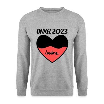 Onkel 2023 herz loading - Unisex Pullover - Weißgrau meliert - Vorne - Alina (178cm) & Michal (187cm)