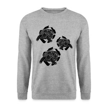 Drôle de tortue qui jette un coup d’œil Tortues Drôle - Sweat-shirt Unisexe - gris chiné - Devant - Alina (178cm) & Michal (187cm)