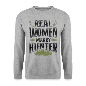 Mariage de chasseur de chasseurs de cerfs de Buck - Sweat-shirt Unisexe - gris chiné - Devant - Alina (178cm) & Michal (187cm)