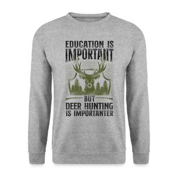 Buck Deer Hunting Hunter Vintage - Unisex Pullover - Weißgrau meliert - Vorne - Alina (178cm) & Michal (187cm)