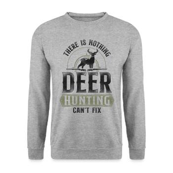 Buck Deer Hunting Hunter Vintage - Unisex Sweatshirt - salt & pepper - Front - Alina (178cm) & Michal (187cm)
