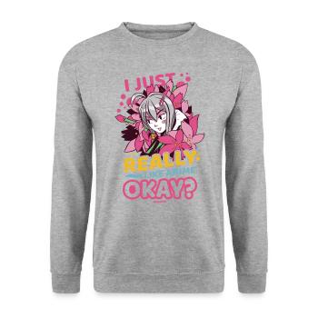 I Love Anime Japan Manga Cosplay Nerd Gift - Unisex Sweatshirt - salt & pepper - Front - Alina (178cm) & Michal (187cm)