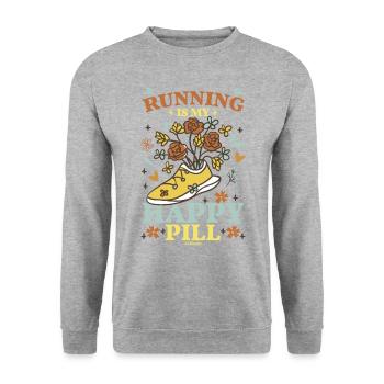 Running Jogging Sport Race Training Gift - Unisex Sweatshirt - salt & pepper - Front - Alina (178cm) & Michal (187cm)