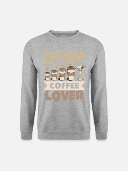 Kaffee Espresso Capuccino Büro lustiges Geschenk - Unisex Pullover - Weißgrau meliert