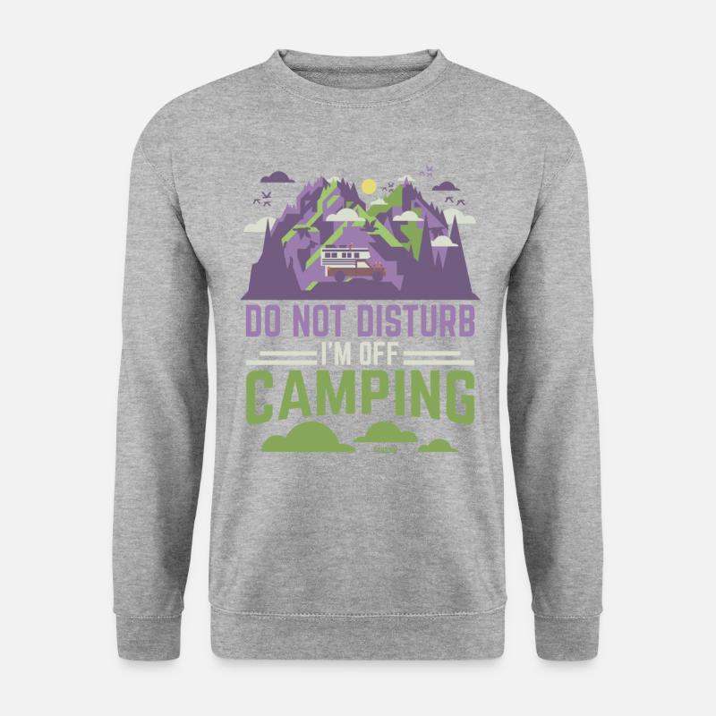Camping Campingplatz Urlaub Zelt Geschenk - Unisex Pullover - Weißgrau meliert