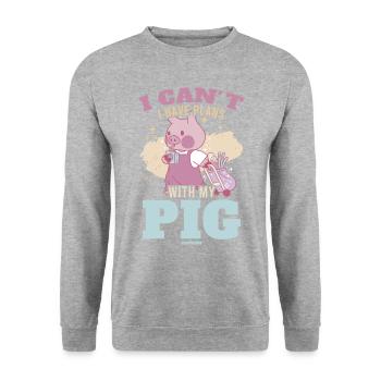 Cochon - Sweat-shirt Unisexe - gris chiné - Devant - Alina (178cm) & Michal (187cm)