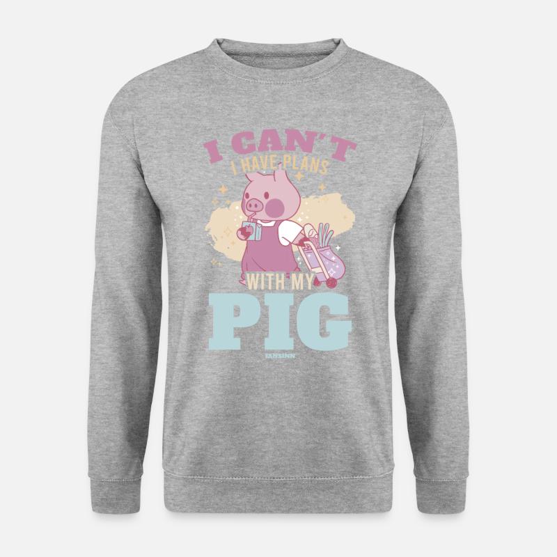 Schwein - Unisex Pullover - Weißgrau meliert