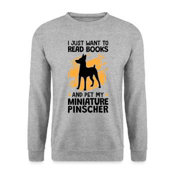 Dwarf Pinscher stroke and read Pinscher - Unisex Sweatshirt - salt & pepper - Front - Alina (178cm) & Michal (187cm)