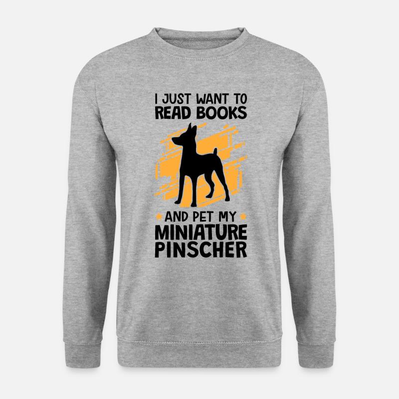 Coup de Pinscher nain et lecture de Pinscher - Sweat-shirt Unisexe - gris chiné