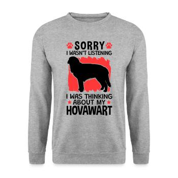 German farmer's dog thought of Hovawart - Unisex Sweatshirt - salt & pepper - Front - Alina (178cm) & Michal (187cm)