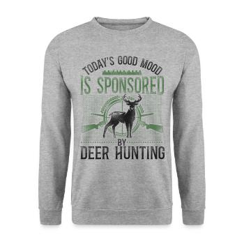 Buck Deer Hunting Hunter Vintage - Unisex Pullover - Weißgrau meliert - Vorne - Alina (178cm) & Michal (187cm)