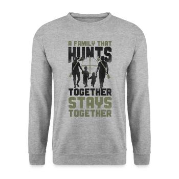 Buck Deer Hunting Hunter Family - Unisex Sweatshirt - salt & pepper - Front - Alina (178cm) & Michal (187cm)