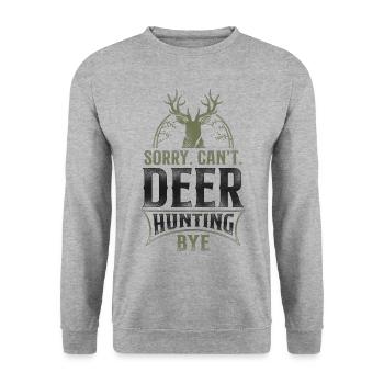 Buck Deer Hunting Hunter Vintage - Unisex Pullover - Weißgrau meliert - Vorne - Alina (178cm) & Michal (187cm)