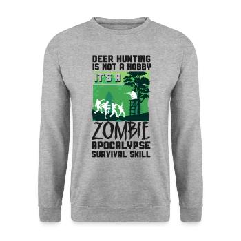 Buck Deer Hunting Hunter Zombie - Unisex Sweatshirt - salt & pepper - Front - Alina (178cm) & Michal (187cm)