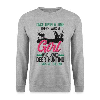 Buck Deer Chasse Hunter Girl - Sweat-shirt Unisexe - gris chiné - Devant - Alina (178cm) & Michal (187cm)
