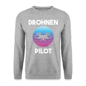 Drohnenpilot Spruch - Unisex Pullover - Weißgrau meliert - Vorne - Alina (178cm) & Michal (187cm)