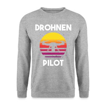 Drohnenpilot Spruch - Unisex Pullover - Weißgrau meliert - Vorne - Alina (178cm) & Michal (187cm)