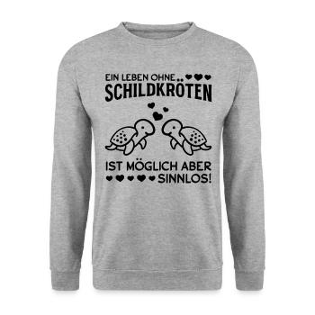 Ein Leben ohne Schildkröten ist möglich aber - Unisex Pullover - Weißgrau meliert - Vorne - Alina (178cm) & Michal (187cm)