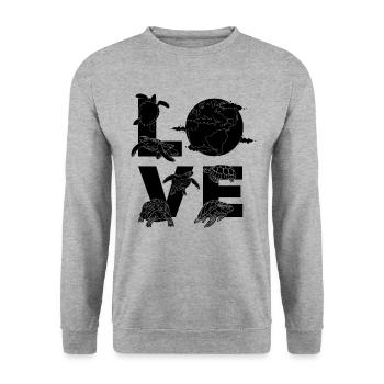 Les tortues et les tortues aiment le Jour de la Terre Sauvez le - Sweat-shirt Unisexe - gris chiné - Devant - Alina (178cm) & Michal (187cm)