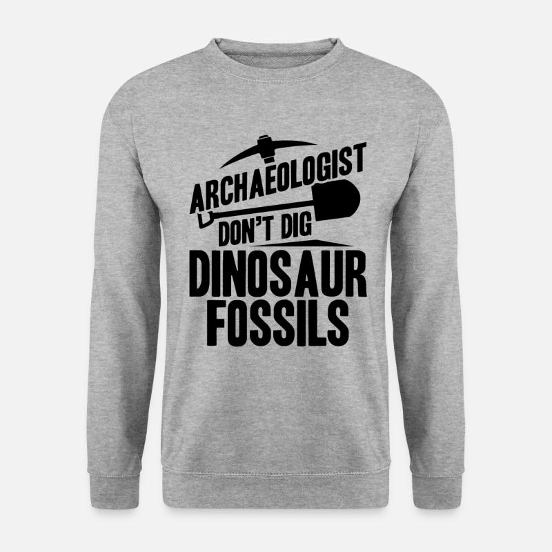 Archäologe Gräbt Dinosaurierfossilien Nicht - Unisex Pullover - Weißgrau meliert