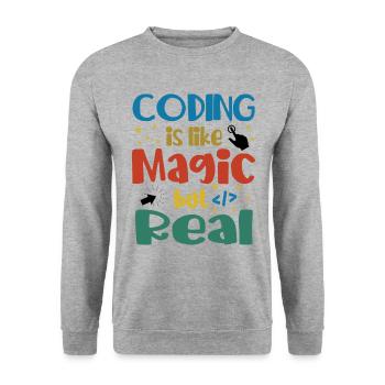 Coding Is Like Magic Coder Programmer Computer Gee - Unisex Pullover - Weißgrau meliert - Vorne - Alina (178cm) & Michal (187cm)